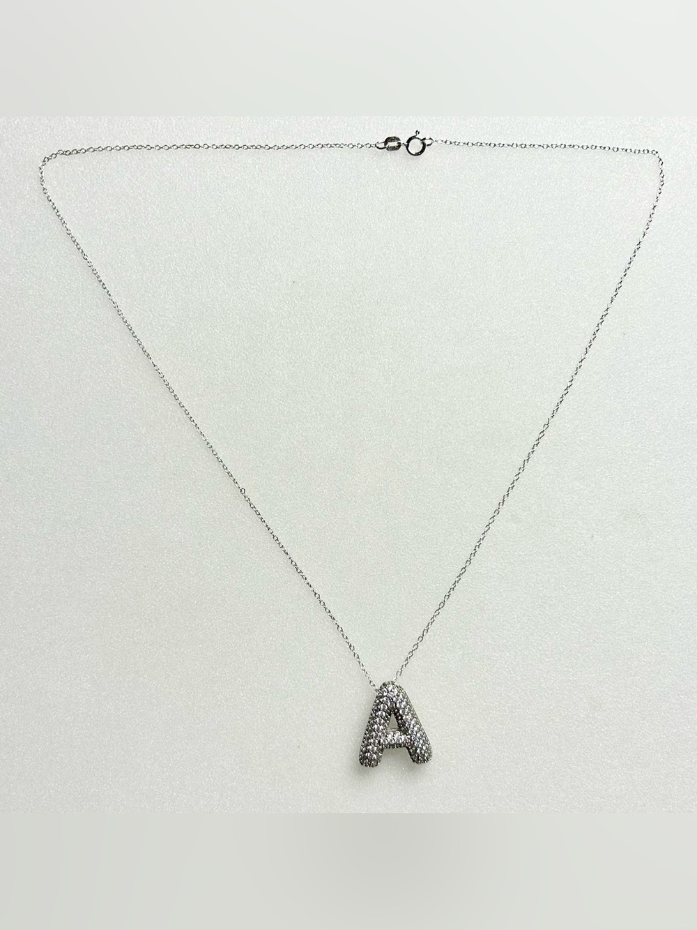 Sterling Silver Pavé 'A' Initial Necklace - Sterling Silver